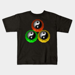 Yin Yang Triangle - Orange, Yellow and Green Kids T-Shirt